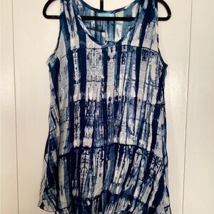 Blue batik long and light tank